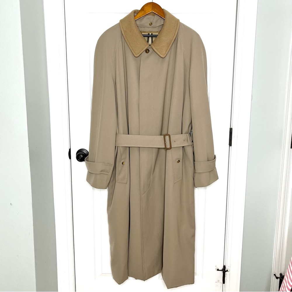 Burberry Men’s Mens Camden Trench Coat Jacket Wool Tan Long Belt Belted 46 XL - Picture 2 of 16